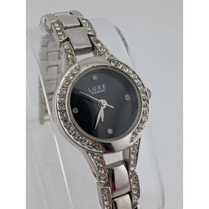 Luxe Diamond Watch Women 22mm Case 7.25" Silver Band- New Battery